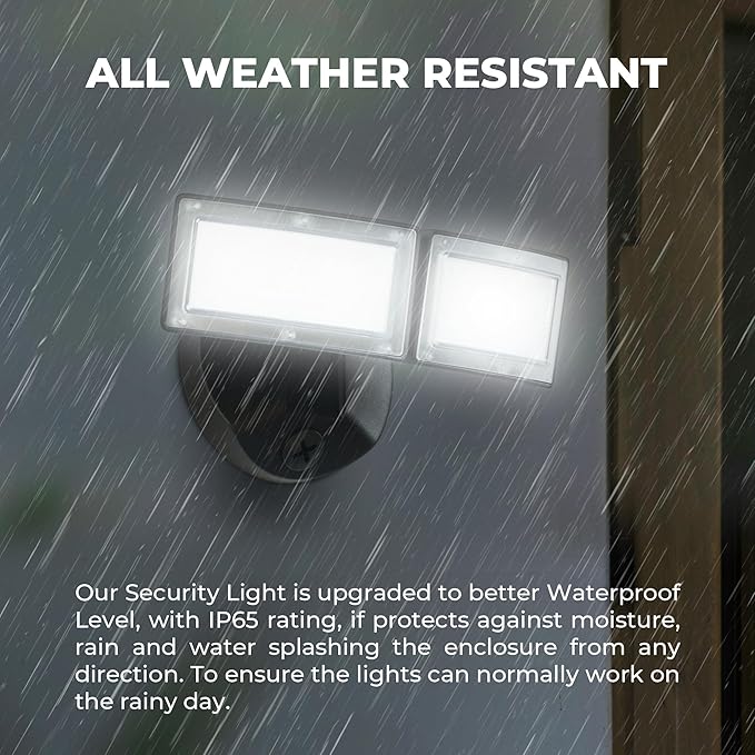 LED Flood Lights Outdoor 38W 4000LM 5000K Daylight IP65 Waterproof Security Lights with 2 Adjustable Heads Exterior Wall Light for House Garage Yard (Black)