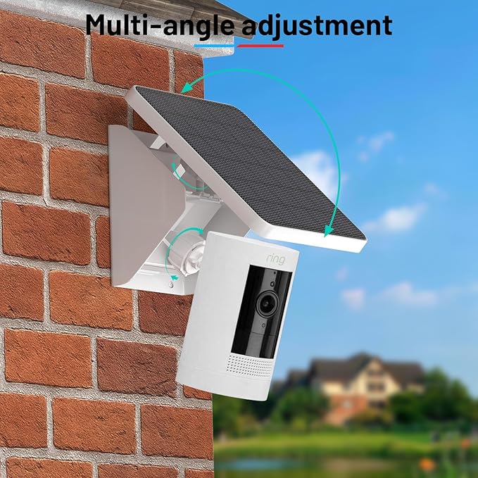 UOGW 4W Solar Panel Charging Mount for Ring Outdoor Cam PlusStick Up CamSpotlight Cam Pro/PlusIP67 Weatherproof Long Cable with USB-C to Ring Barrel Plug Adapter(Camera Not Included)