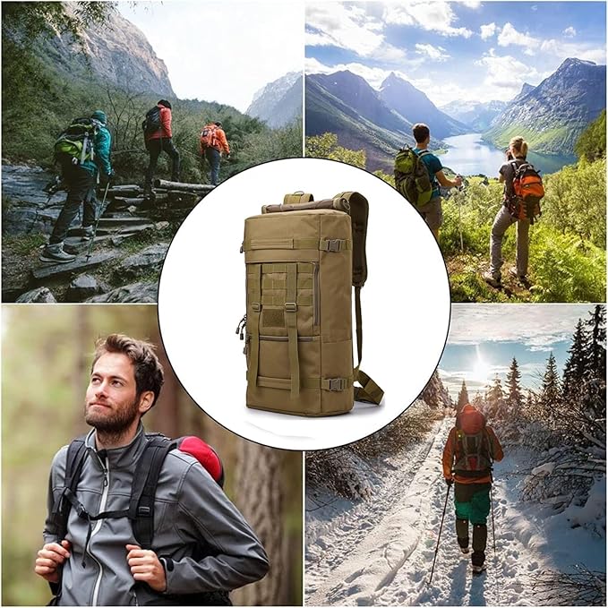 Military Tactical Backpack 55L Extra Large Waterproof Outdoor Hiking Backpack Men's Camping Backpack Hiking Duffel Bag for Hunting Hiking Fishing Climbing Travel Deserts (Color : D)