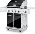 NutriChef 52000 BTU 5-Burner Stainless Steel Propane Gas Grill with Portable Design Electronic Ignition Built-in Thermometer and Heavy-Duty Construction