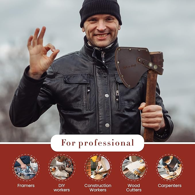 Style n Craft Camper/Sportsman's Hatchet Sheath Full-Grain Leather Axe Sheath with Secure Covering