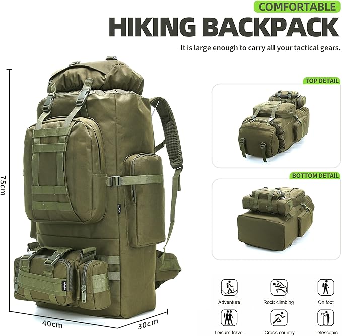 100L Camping Hiking BackpackMolle military Tactical rucksack backpackWaterproof Lightweight Hiking Backpack