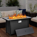 Walsunny 45 Inch Propane Fire Pit Table Outdoor Fire Pit 50000 BTU Gas Fire Pit Table Fire Table with Lid and Lava Rock for Outside Patio Garden Yard