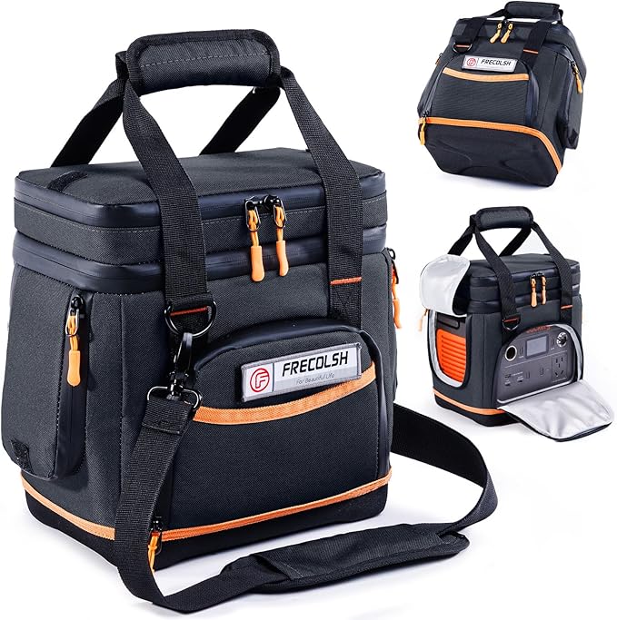 Double-Layer Travel Carrying Case for Jackery Explorer 300/240/160 – Portable Power Station Storage Bag with Molded Bottom Side Ventilation Front Pockets for Jackery Accessories &amp Solar Generato