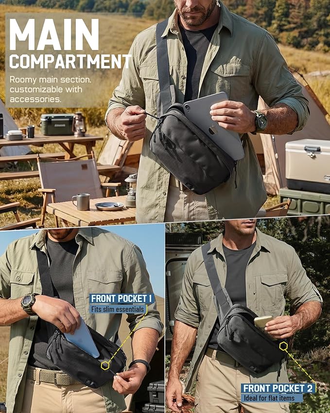 Large Tactical CCW Fanny Pack for Men Women Security Carry EDC Crossbody Bag Anti Theft Waist Bag for Hiking Hunting Running (Adjustable Up to 57 Waist Includes 1 Holster)