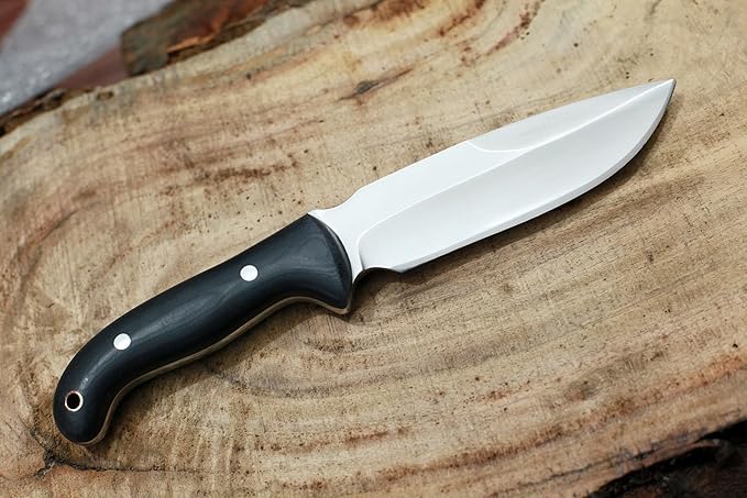 GCS Handmade D2 Steel Hunting Knife with Black Micarta Handle Full Tang Blade and Leather Sheath for Hunting Hunting Camping Survival EDC-GCS 947