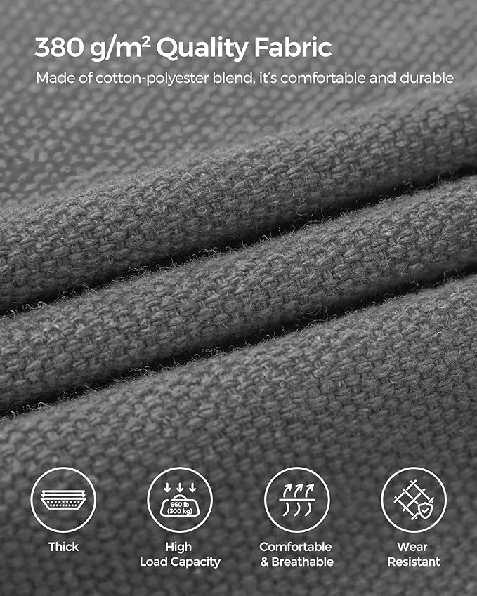 SONGMICS Double Hammock 98.4 x 59.1 Inches 660 lb Load Capacity with Compression Bag Mounting Straps Carabiners for Terrace Balcony Garden Outdoor Camping Gray UGDC15GY
