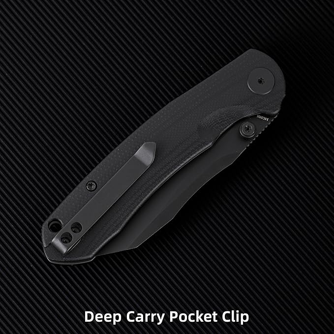 Folding Pocket Knife 3.35 14C28N Blade G10 Handle EDC Knife with Liner Lock Small Pocket Knife with Clip for Men Sharp Camping Hiking Hunting Survival Knives (Black)