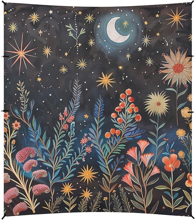 ALAZA Magical Plants Stars Moons Constellations Beach Tent Sun Shelter Portable Canopy Sunshade for Outdoor Camping Picnics Backyard Fun 10x9 ft