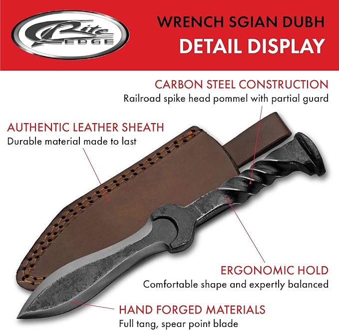 9.5 Hand Forged Carbon Steel Railroad Spike Medieval Twisted Handle Dagger with Sheath Gray
