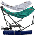 Tranquillo Combo x2 Hammocks with Stand for Outside &amp Tree Straps Heavy Duty Hammock with Stand 600lbs for Indoor Outdoor Patio Backyard x2 Hammocks for 2 Person (Combo - Peacock Medium)