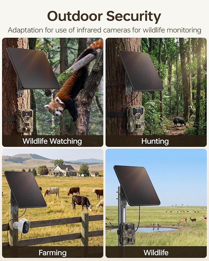 Trail Camera Solar Panel KJK 6W Solar Battery Charger 12V/1.5A with 10000mAh Built-in Battery IP67 Waterproof for Cellular &amp Wireless Hunting Cameras