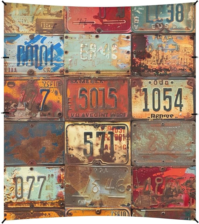 ALAZA Rusty License Plates Beach Tent Sun Shelter Portable Canopy Sunshade for Outdoor Camping Picnics Backyard Fun 10x9 ft