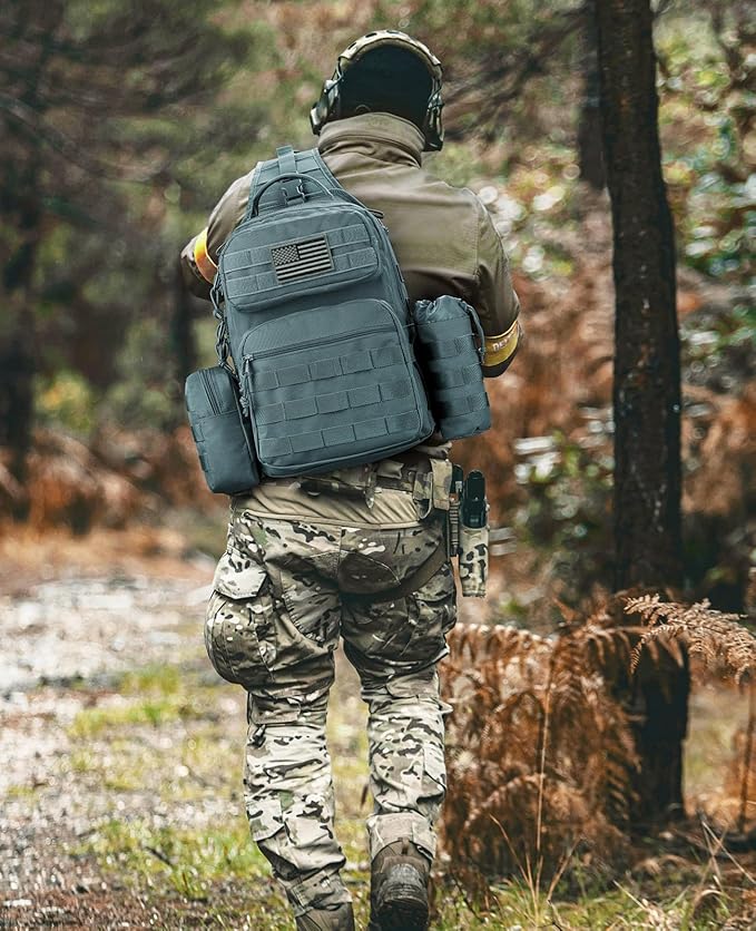 CVLIFE Tactical Sling Bag Backpack for Men Military Shoulder Sling Bag Molle Army Assault Detachable Tactical Bag (Grey)
