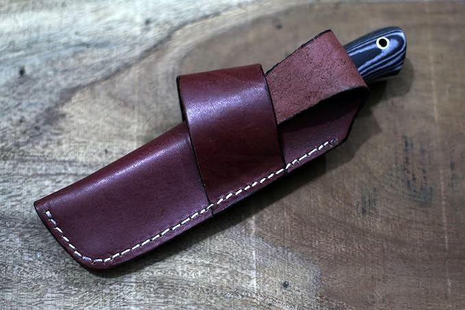 GCS Custom Handmade BLACK &amp WHITE G10 Handle D2 Tool Steel Tactical Survival Hunting Knife with Buffalo Hide Sheath GCS180