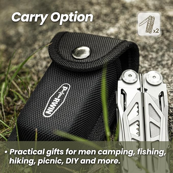 Multitool 2 Pack 17-in-1 Stainless Steel Multi Tool Pliers with Self-locking Pocket Knife Professional (EDC) Multi-tool for Outdoor Survival Camping and Hunting Hiking Simple Repair
