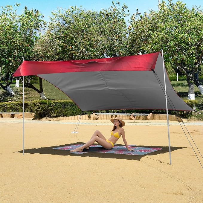 ALAZA Extreme Close Up of A Red Rose Beach Tent Sun Shelter Portable Canopy Sunshade for Outdoor Camping Picnics Backyard Fun 10x9 ft