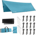Portable Camping Tarp with Poles - Blue