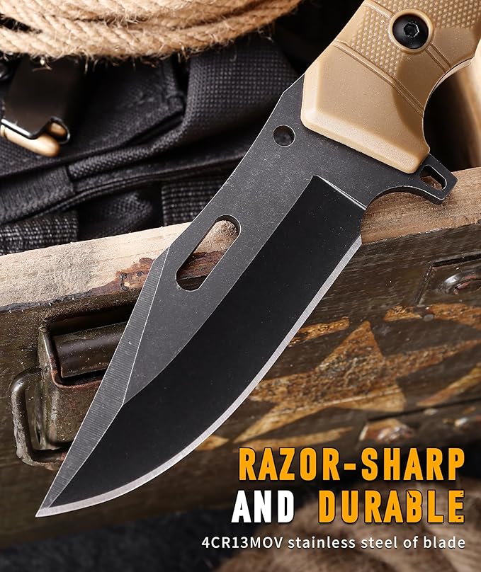5-inch Fixed Blade Knife with SheathD2 stainless steel blade G10 handleOutdoor Camping knives