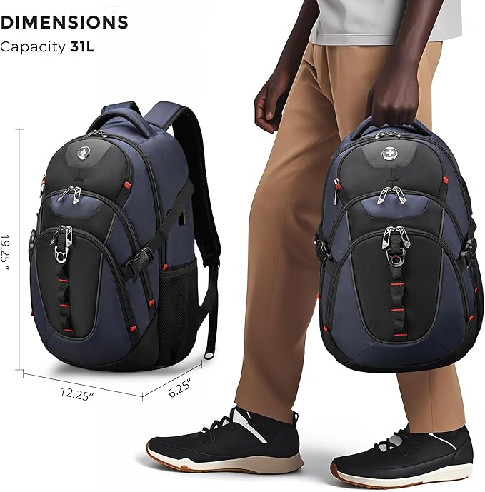 Swissdigital Design Travel Backpack for Men with Apple Find My Laptop Backpack with USB Charging Port RFID Protection Add-A-Bag System - Travel Backpack for Men-Finder Color Random | SD803BT013-12