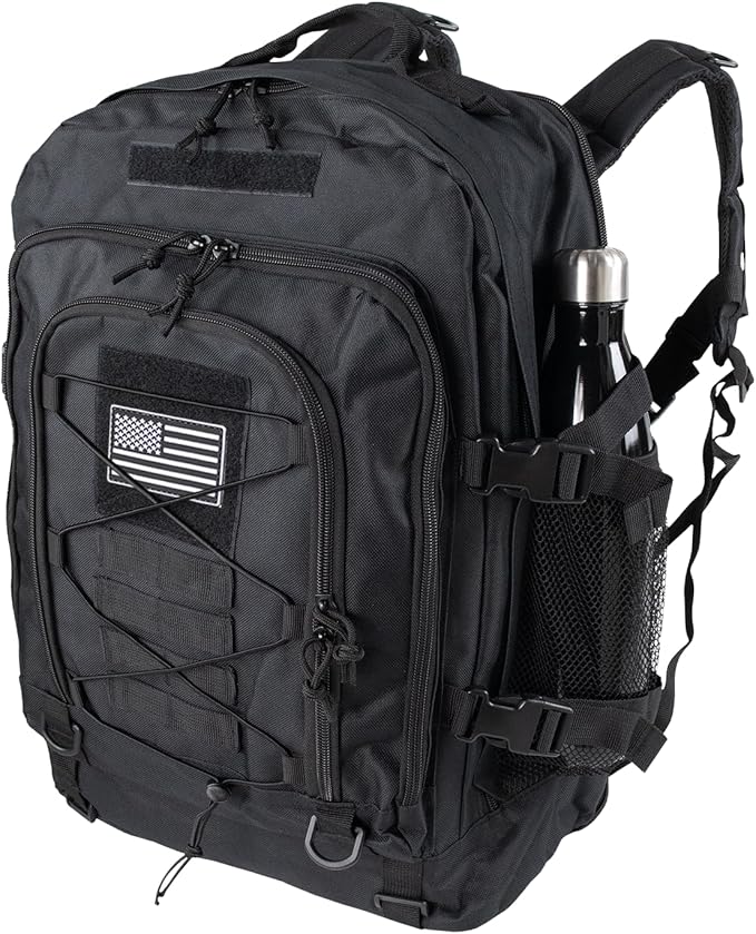 Large Expandable Tactical Backpack for Men Military Backpacks 40-64L 3 Day Assault Pack Molle Bag For Outdoor Adventures Car Travel Backpacks Black