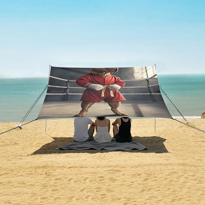 ALAZA A Dog Labrador Boxer Red Uniform Beach Tent Sun Shelter Portable Canopy Sunshade for Outdoor Camping Picnics Backyard Fun 10x9 ft