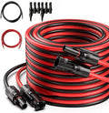 JJN Solar Extension Cable 8AWG(10mm²) 20Feet with MC4 Connector and 8Feet with OT ConnectorConnector Solar Panel Adaptor Kit Tool for Solar System Two Pair (Red + Black)