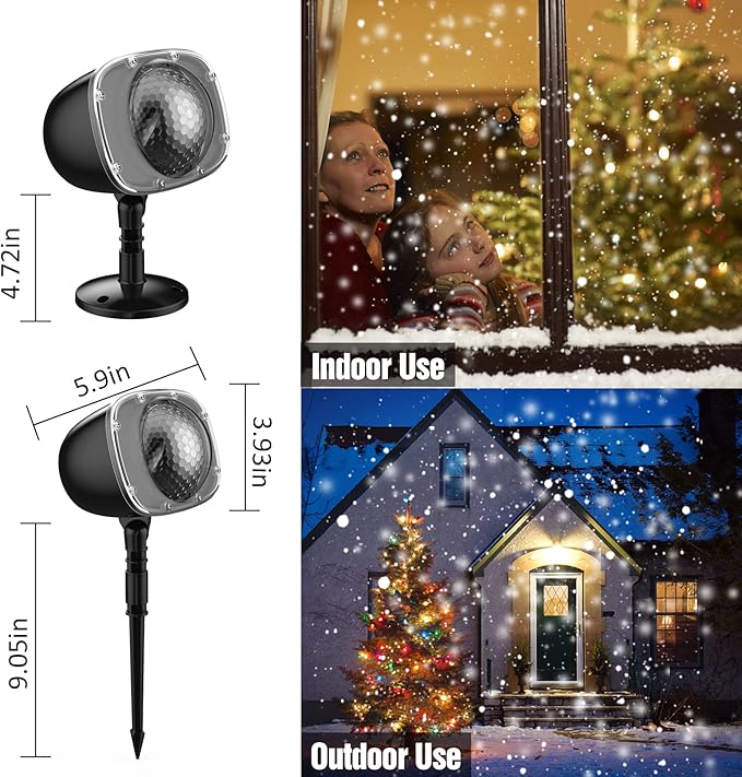 Christmas Snowfall Light Projector Holiday Projector Lights with Remote ControlRotating Snow Falling LightsOutdoor Waterproof Landscape Decorative Lighting for Halloween Wedding Garden（Snow Spots）