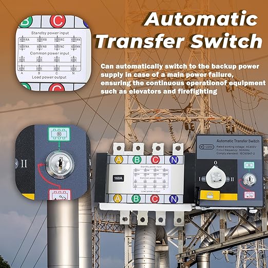 kimllier Dual Power Automatic Transfer Switch 4P ATS 160A 110V 220V Automatic Transfer AC Generator
