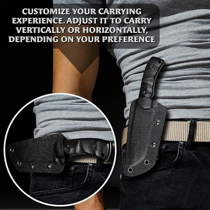 OERLA TAC TF-0017 Thunder Flash Fixed Blade Outdoor Duty Straight Knife - 420HC Stainless Steel Field Knife with G10 Handle Waist Clip EDC Kydex Sheath