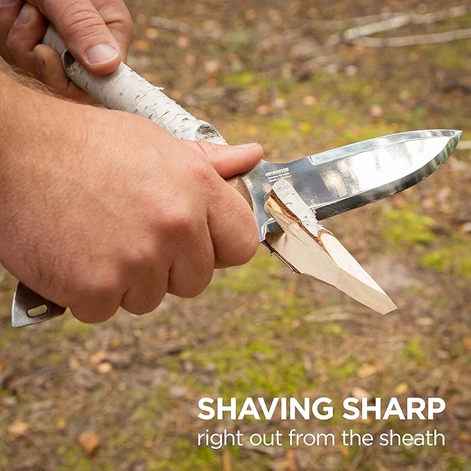 BPSKNIVES HK2 CSH - Handmade Carbon Steel Knife - Fixed Blade Full Tang Camping Knife - Hunting Bushcraft Knives With Leather Sheath - Outdoor Scandinavian Camp Knives