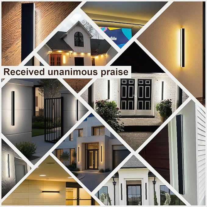39 Inch Modern Outdoor Wall Lights 2700-6500K Dimmable Outdoor Wall Sconce with Remote Control IP65 Waterproof LED Long Exterior Linear Wall Light for House Garage(2 Pack)