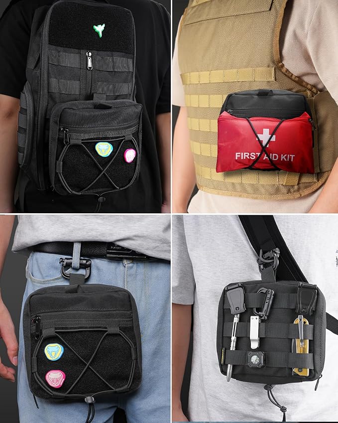 VIPERADE CHP3 Small Tactical MOLLE Admin Pouch Utility EDC Tool Bag Organizer with Elastic Cord Modular Pouch Attaches to Backpacks Vests Belts