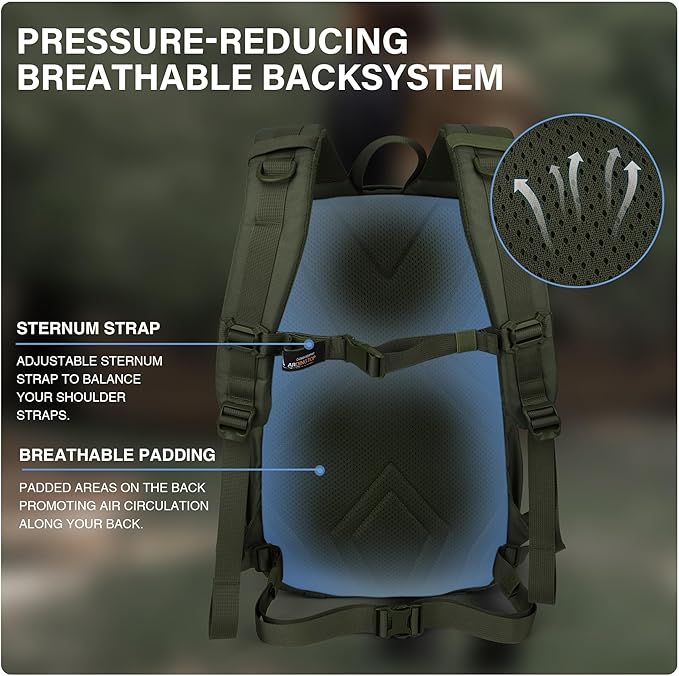 Mardingtop Tactical Molle Backpack for Men- 18L/28L EDC Hiking &amp Motorcycle Backpack