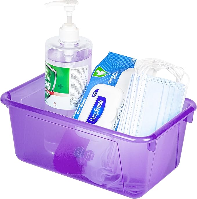 Storex Small Cubby Bins – Plastic Storage Containers for Classroom 12.2 x 7.8 x 5.1 inches Candy Violet 10-Pack (62478A05C)