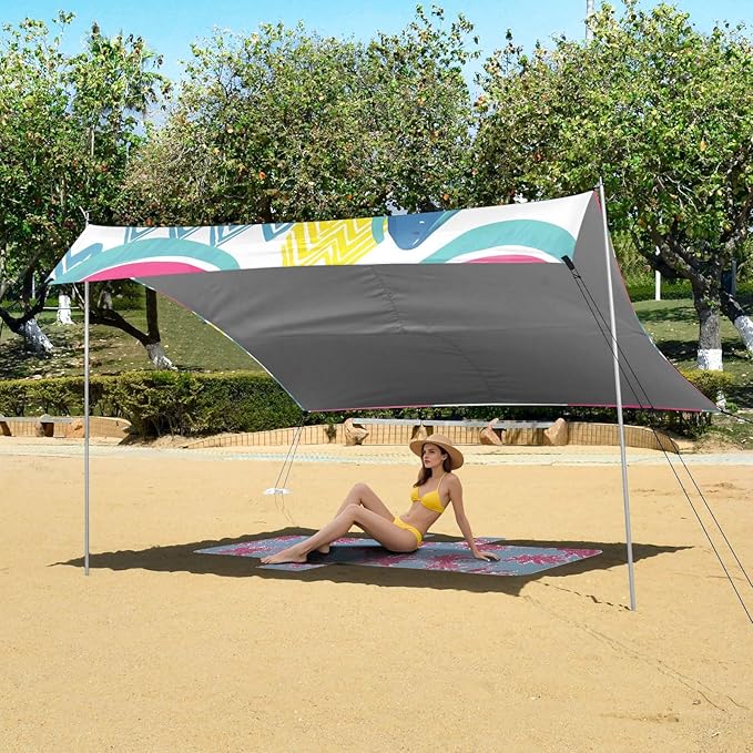ALAZA Pink Blue Watermelon Pattern Beach Tent Sun Shelter Portable Canopy Sunshade for Outdoor Camping Picnics Backyard Fun 10x9 ft