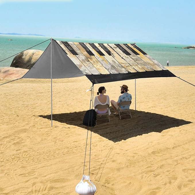 ALAZA Grunge Musical Piano Keyboard Black Beach Tent Sun Shelter Portable Canopy Sunshade for Outdoor Camping Picnics Backyard Fun 10x9 ft