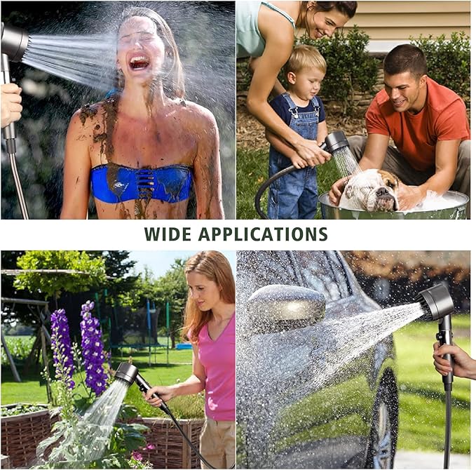 Portable Camping Shower Pump Kit 7800mAh Showers Pump for Travel CampingOutdoor Tents Shower and Pet Cleaning with Water Temperature Display and Rechargeable Battery