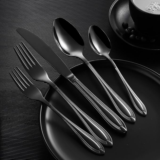 20-Piece Stainless Steel Flatware Set - 18/10 Rustproof Silverware for 4 (5-Piece Setting) | Dishwasher Safe Ergonomic Grip | Wedding &amp Household Cutlery Set in Gift Box