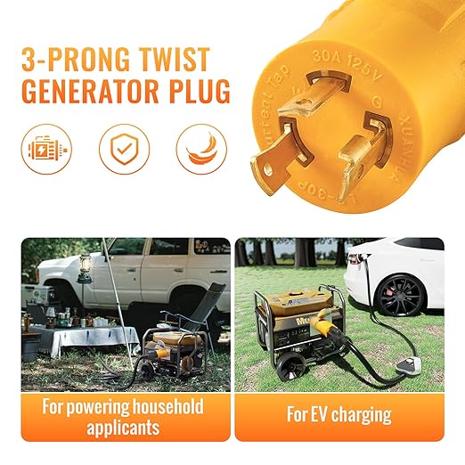 MECMO Shore Power NEMA L5-30P to 5-15/20R RV Generator Adapter Marine 30 Amp to 110 15 Amp Household Regular Connector 30A 125V 3 Prong Twist Lock Locking Male L5-30 to 5-15R 5-20R Female Cord