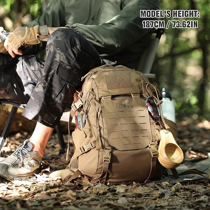 25L Tactical Backpack Small Hiking Backpack with Expandable MOLLE Front and Laptop Sleeve Biking Motorcycle Backpacks for Men