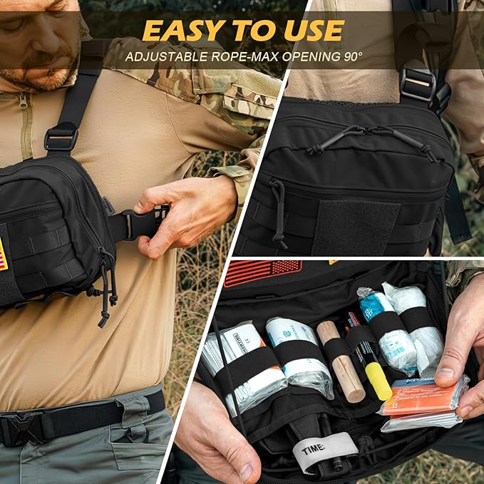 Tactical Chest Pack Bag Molle EDC Pouch Bag with CCW Compartment Adjustable Strap Workouts Fishing Hunting