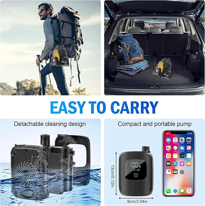 Portable Shower for Camping 2400mAh Rechargeable Camping Shower Pump 4 Shower Modes IPX8 Waterproof Outdoor Shower with LED Display for Hiking Travel Pet and Watering Plants