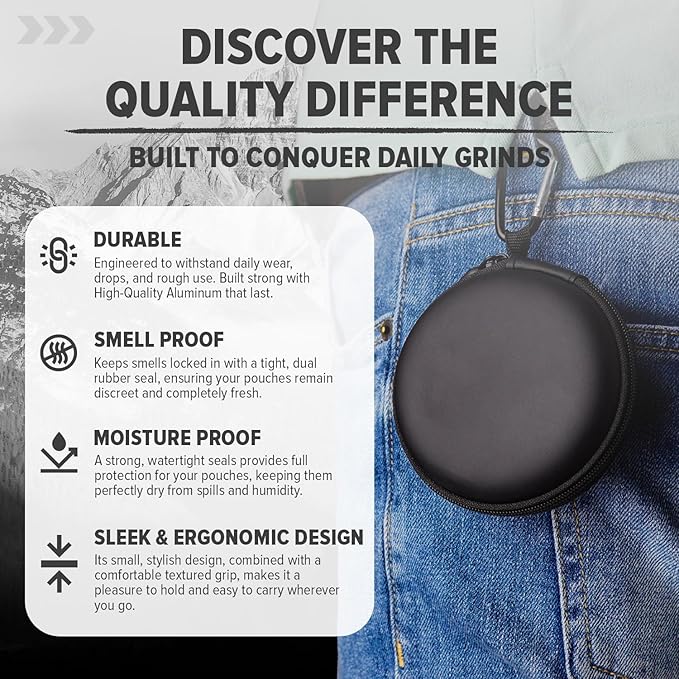 Premium Zyn Metal Can - Waterproof Moisture &amp Odor Proof - Metal Zyn Container - Dip Can Zyn Tin Zyn Holder with Knurled Edges Aluminum Zyn Can &amp Organizer