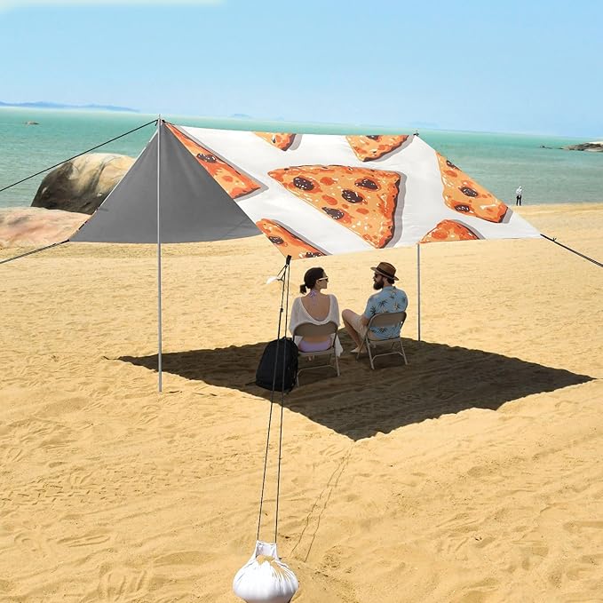 ALAZA Pattern Tile Pizza Tile Pattern Beach Tent Sun Shelter Portable Canopy Sunshade for Outdoor Camping Picnics Backyard Fun 10x9 ft