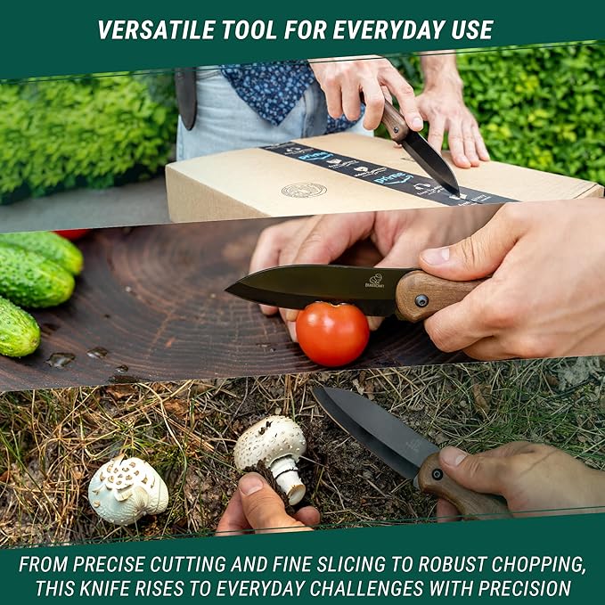 BeaverCraft BSH5 Shadow Bushcraft Small EDC Knife Full Tang with Sheath BSH2 Glacier Camping Bush Knife Carbon Steel Fixed Blade with Sheath Scandi Grind