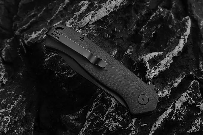 Holtzman's Gorilla Survival Folding Pocket Knife with D2 Steel Blade and Black G10 Handle - EDC Gift Set for Men and Women - Perfect for Everyday Carry