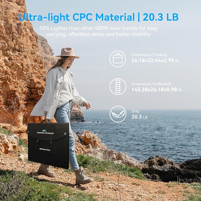 400W Portable Solar Panel for Most Power Stations Foldable &amp Lightweight Solar Suitcase with Kickstands 40V MC4 &amp Multi-Output for Solar Generators RVs Camping and Outdoor Use