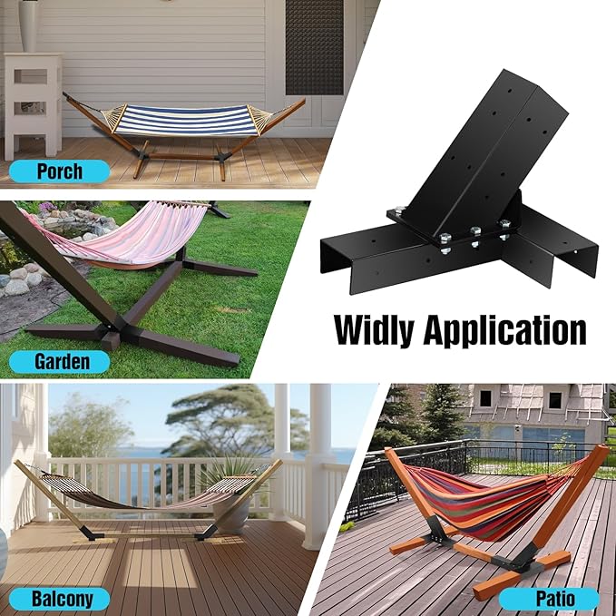 Hammock Stand Bracket Heavy Duty DIY Hammock Bracket Kits Fit for 4 x 4 (Actual 3.5 x 3.5) Lumber /Wood Posts 500 LBS Capacity Black Powder Coated-2PACK