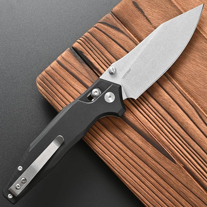 FF20 Folding Pocket KnifeVG10 Steel Blade G10 Handle EDC Tool Knife for Outdoor Camping Hunting Fishing Working(Black)